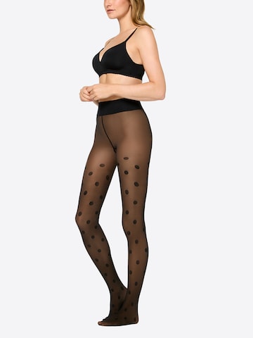 Nur Die Fijne panty ' Warm & Transparent Print ' in Zwart: voorkant