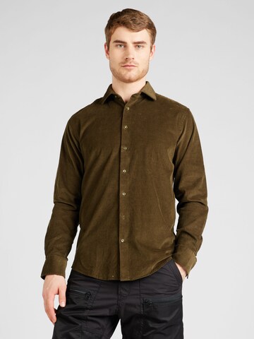 Coupe slim Chemise 'Nicklaus' Bruun & Stengade en vert : devant