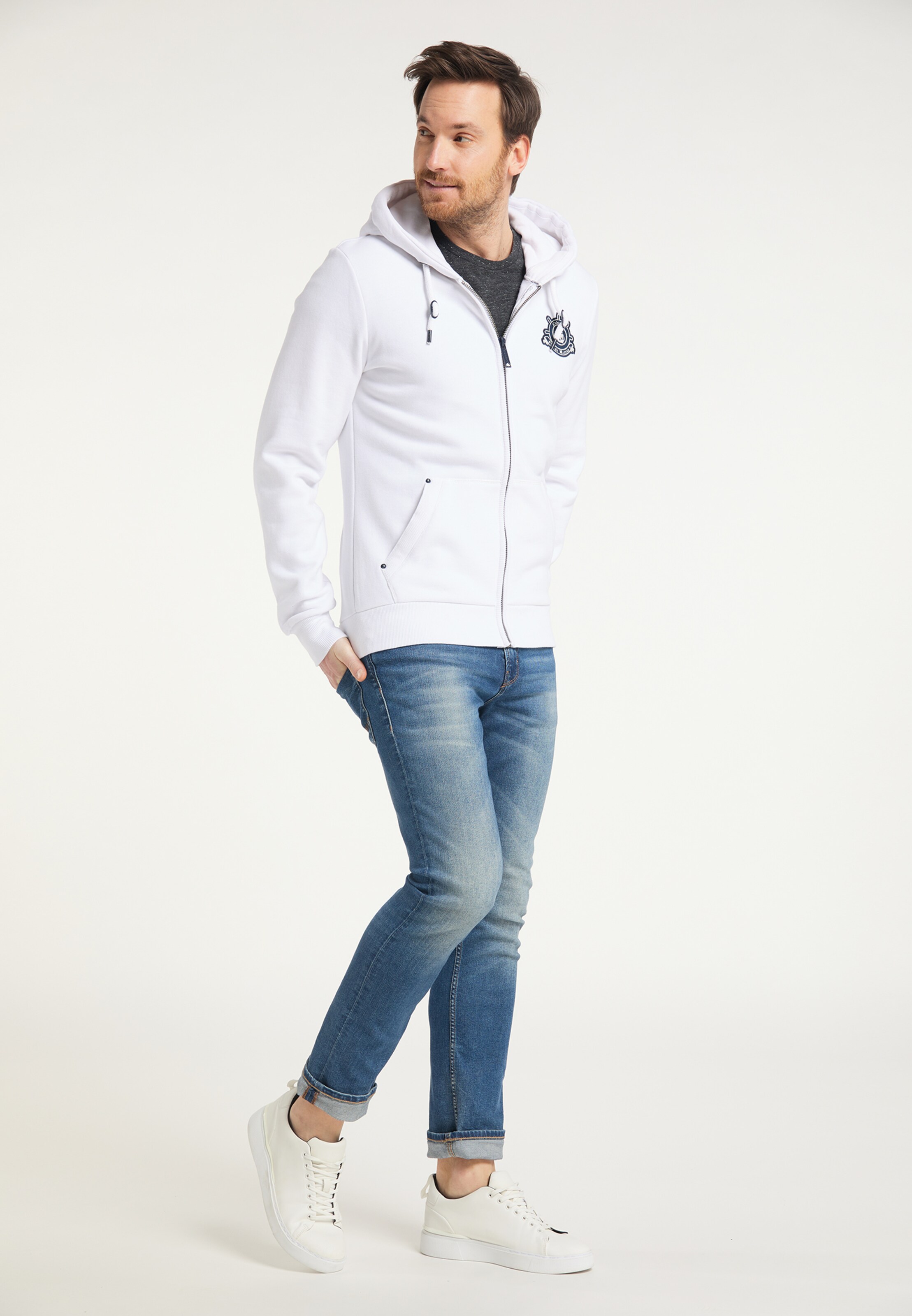 Männer Sweat DreiMaster Maritim Sweatjacke in Weiß - PT24230 Männer Sweat DreiMaster Maritim Sweatjacke in Weiß - PT24230