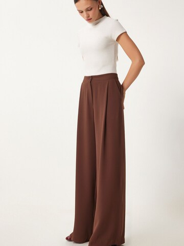 Wide Leg Pantalon à pince Happiness İstanbul en marron