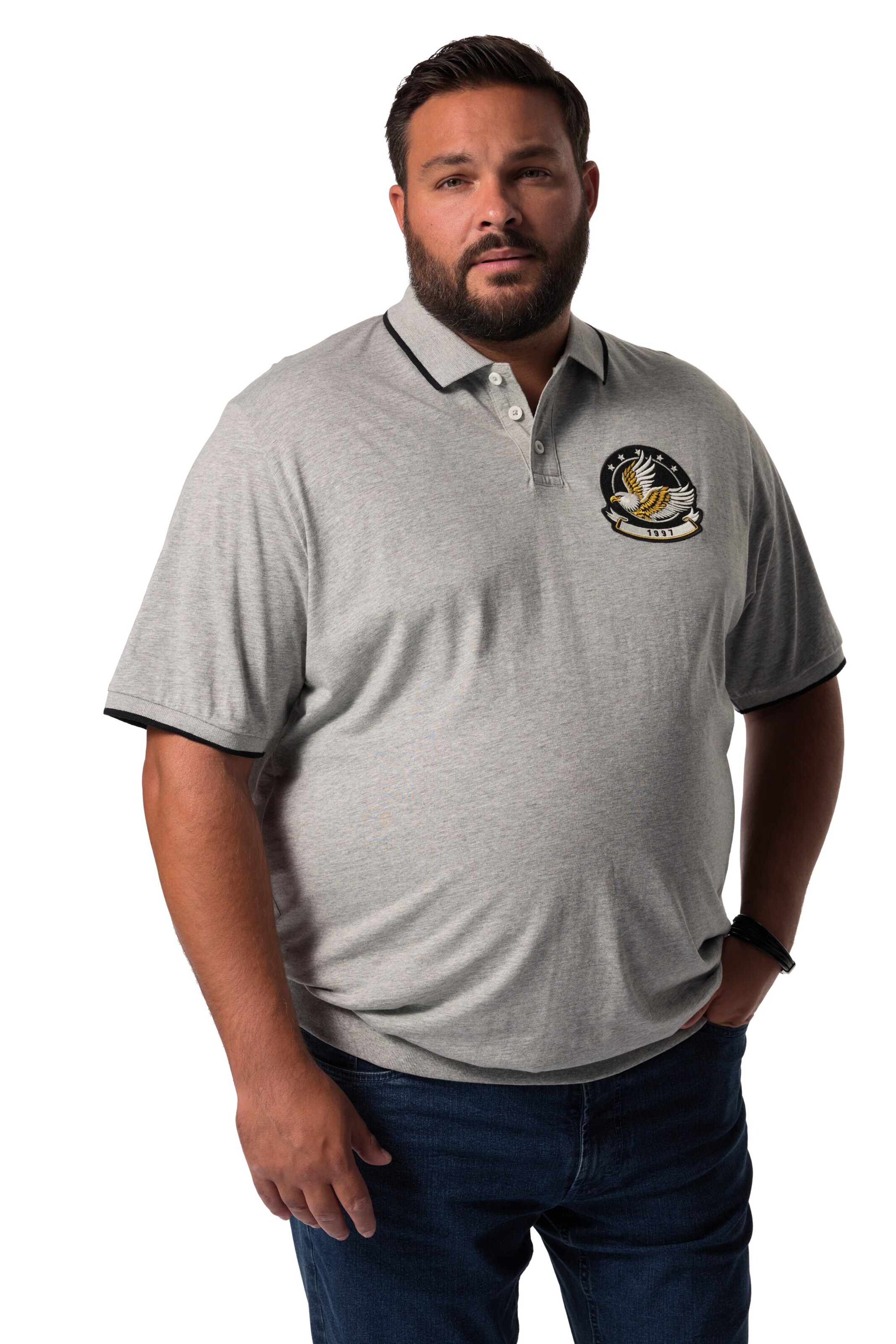 Men Plus Shirt in Grau: Vorderseite