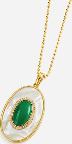 LanLivia - Colar 'Heirloom Green Onyx & Mother' em ouro: frente