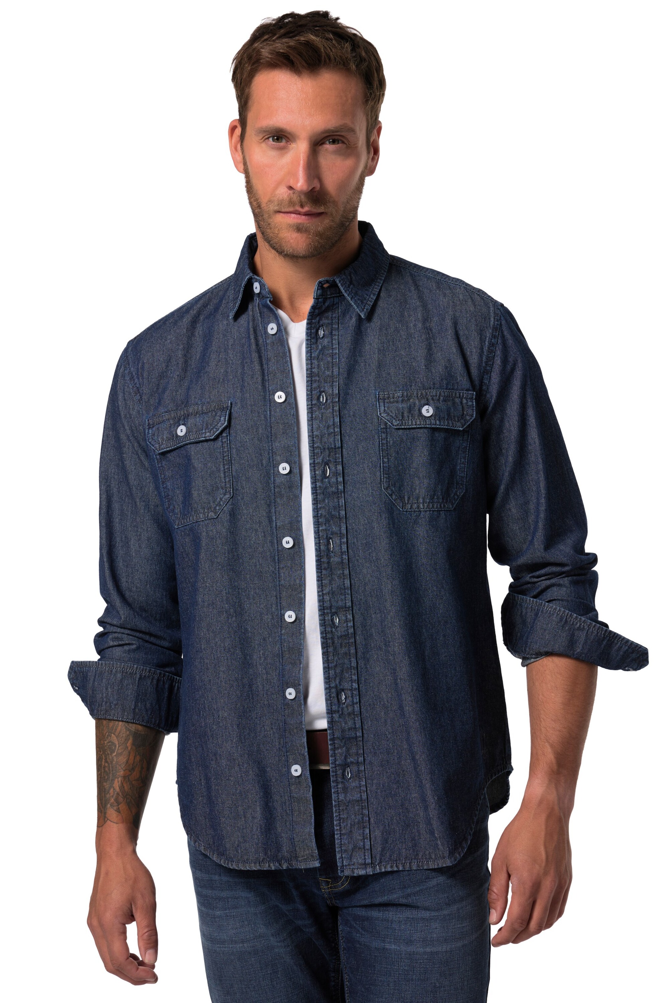 JP1880 Regular fit Button Up Shirt in Blue: front