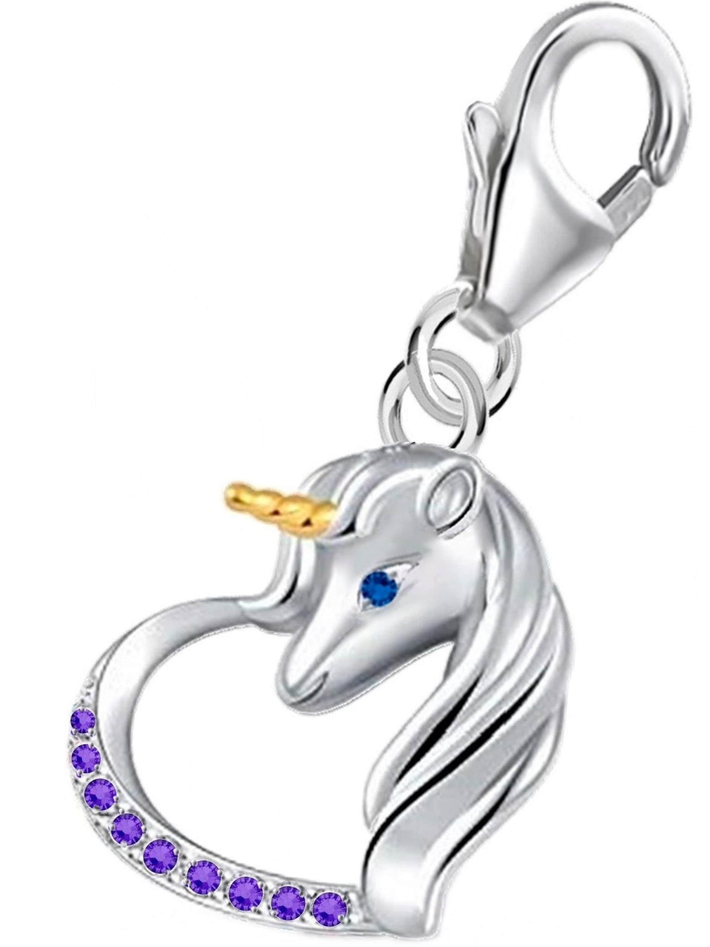 Goldene Hufeisen Pendant 'Einhorn' in Purple: front