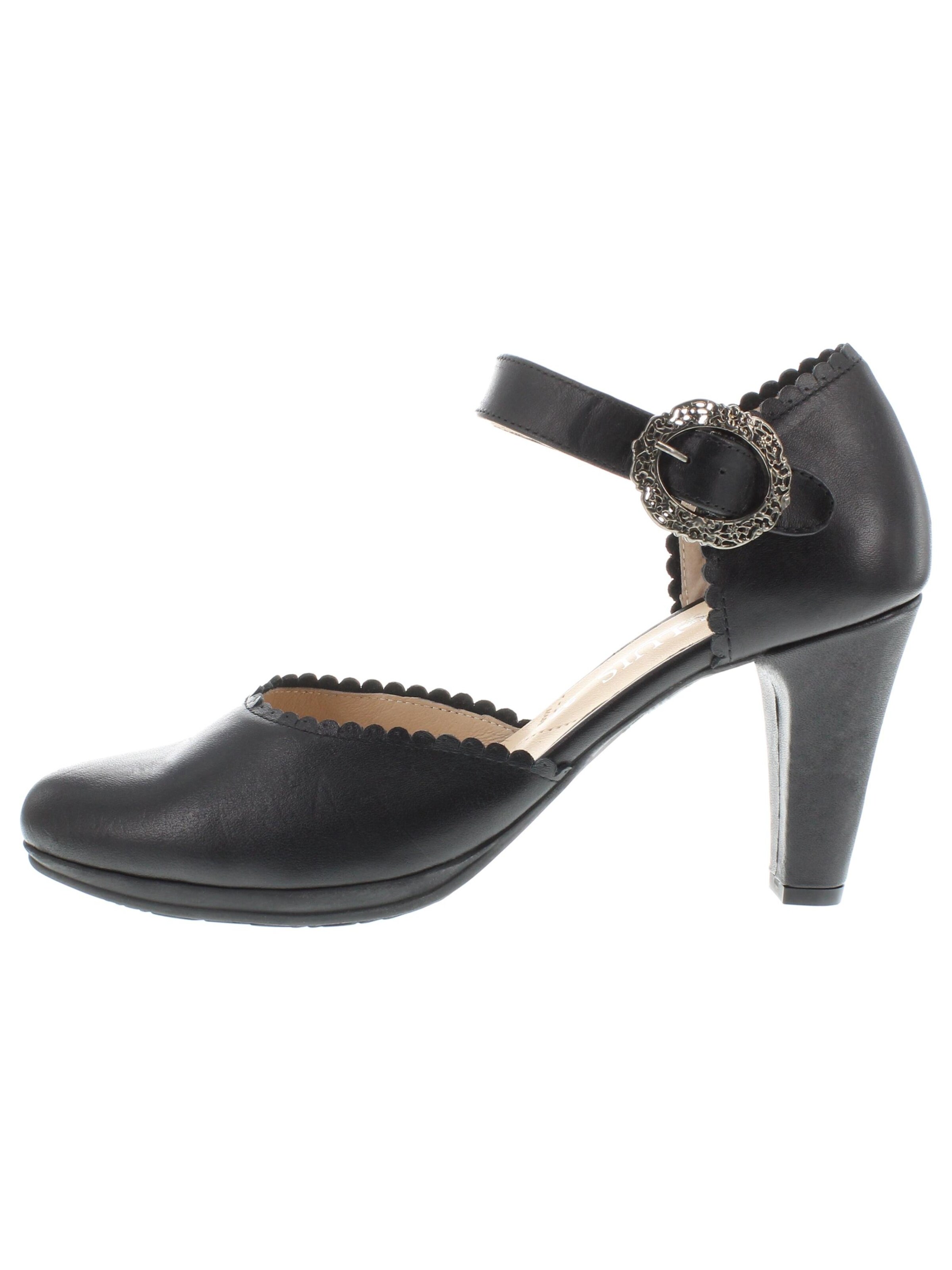 XAVER LUIS Schuhmanufaktur Pumps 'SOFINE - Trachten Spangenpumps' in Black: front