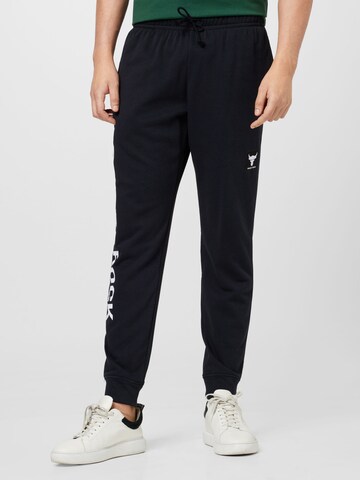 UNDER ARMOUR Tapered Workout Pants in Black: front