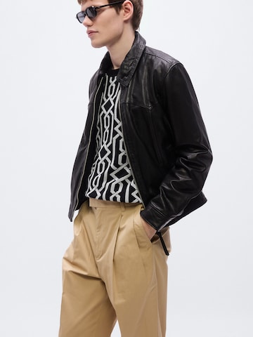 HUGO Ohlapna forma Hlače z naborki 'Celeg261' | bež barva