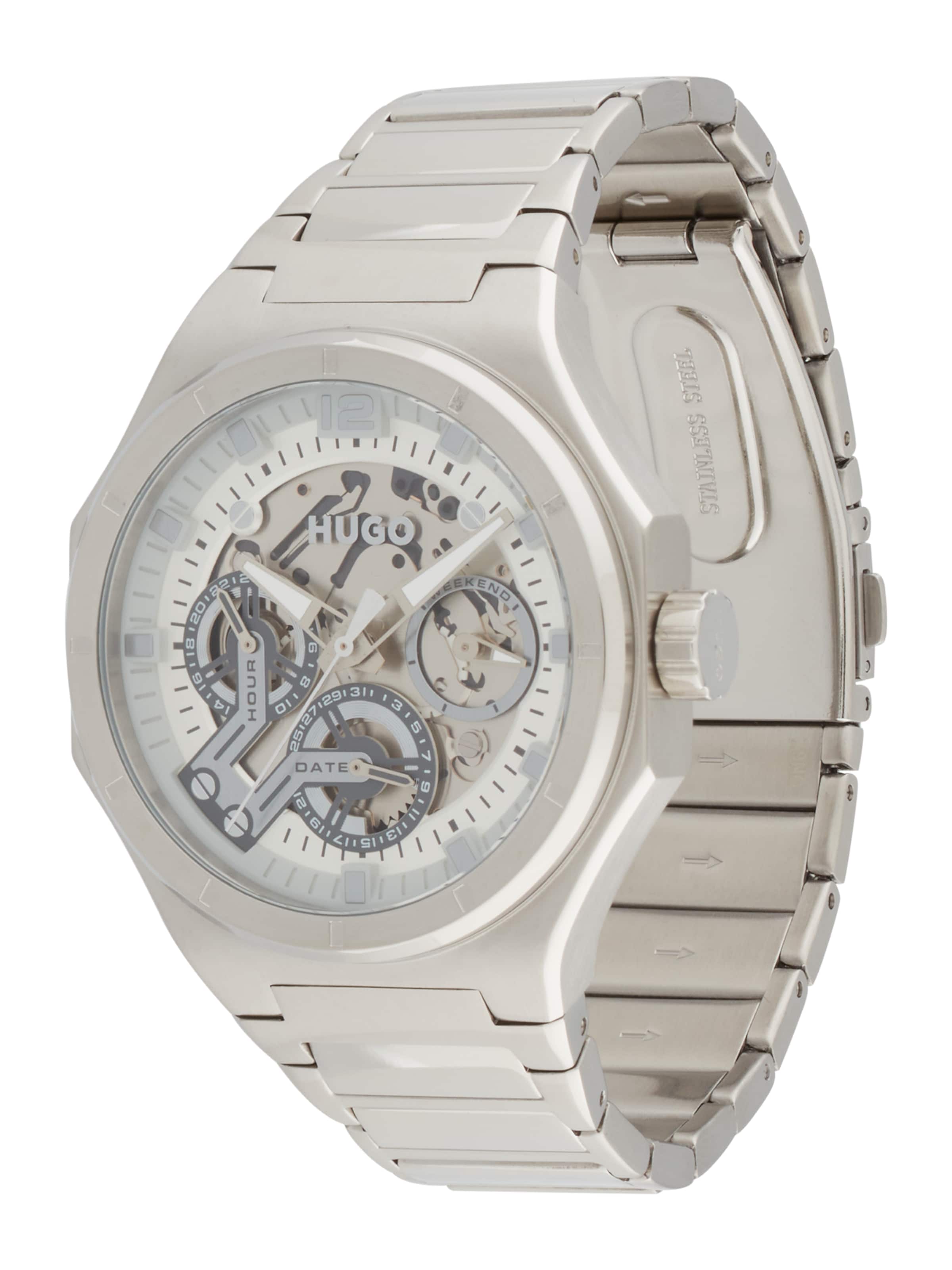 HUGO Αναλογικό ρολόι '#GRAIL SKELETON' σε ασημί: μπροστά