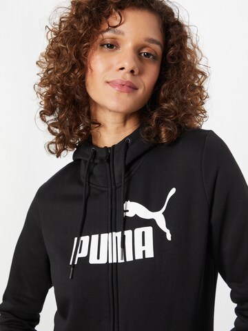 PUMA Athletic Zip-Up Hoodie 'Ess' in Black