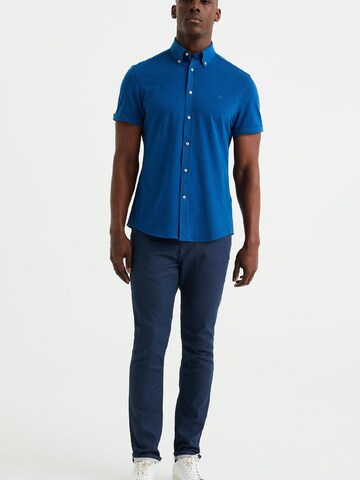 WE Fashion Slim fit Button Up Shirt in Blue