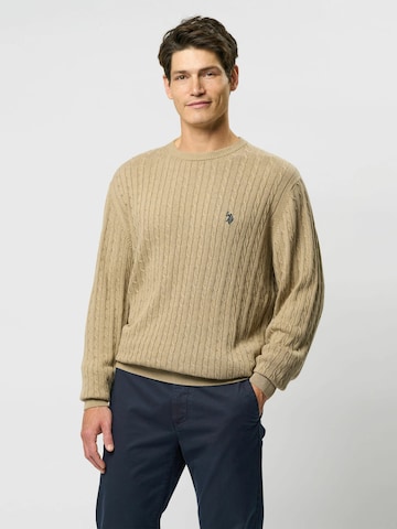 U.S. POLO ASSN. Trui 'Mads' in Beige: voorkant