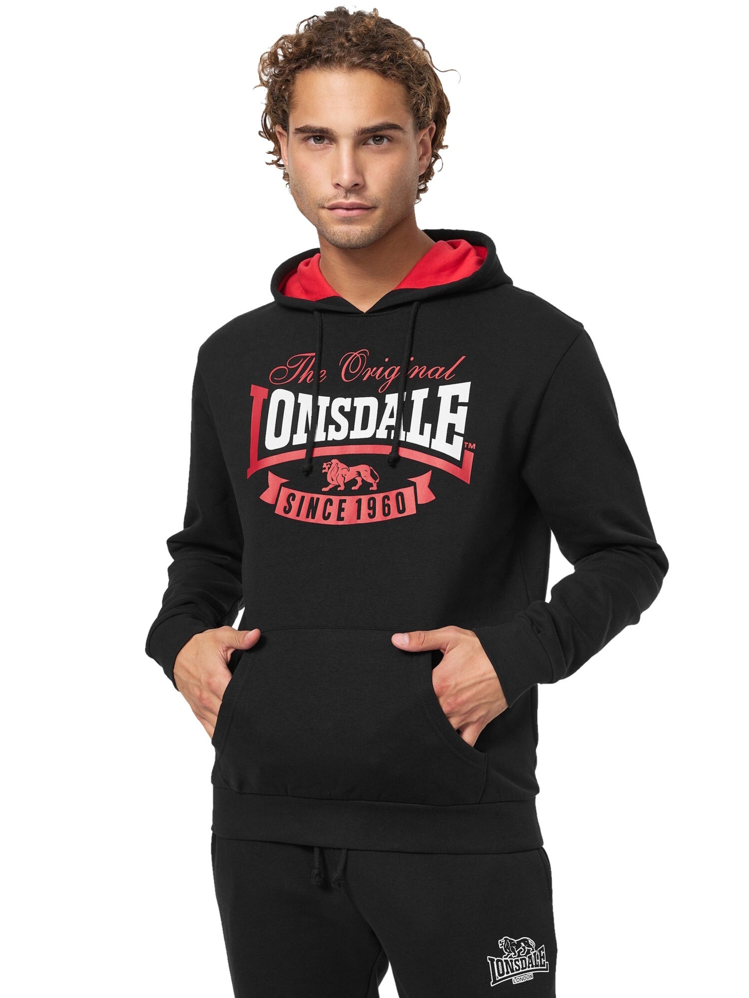 LONSDALE Mikina 'Stotfield' - Čierna: predná strana