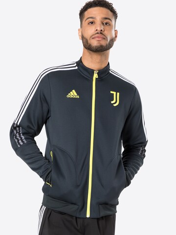 ADIDAS PERFORMANCE Athletic Zip-Up Hoodie 'Juventus Torino' in Black: front