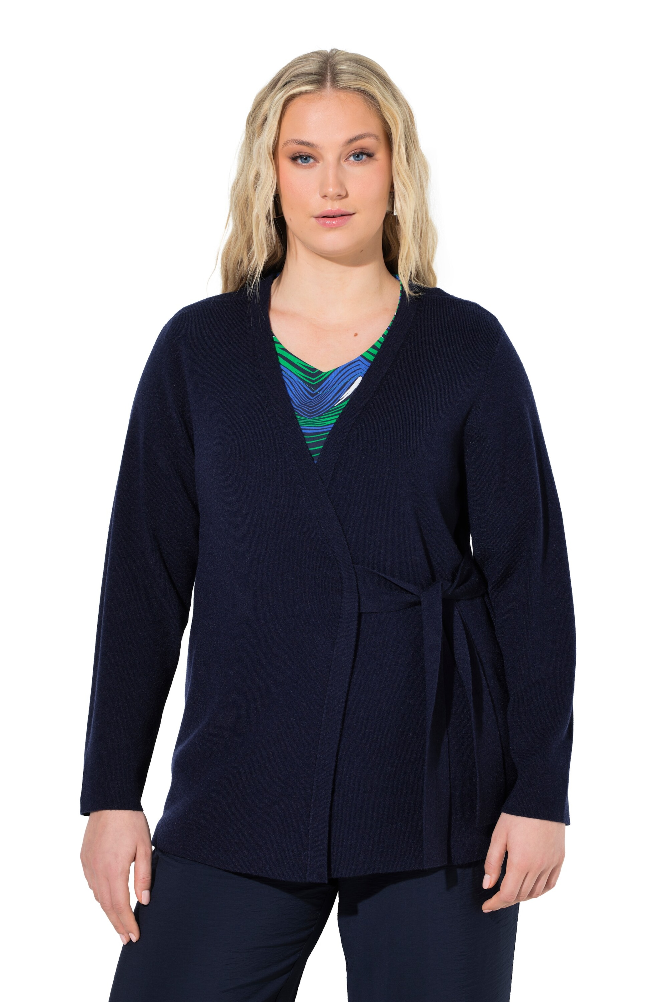 Ulla Popken Gebreid vest in Blauw: voorkant