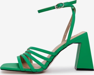 CESARE GASPARI Strap Sandals in Green: front
