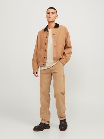 JACK & JONES Regularen Kavbojke 'Eddie Carpenter' | rjava barva