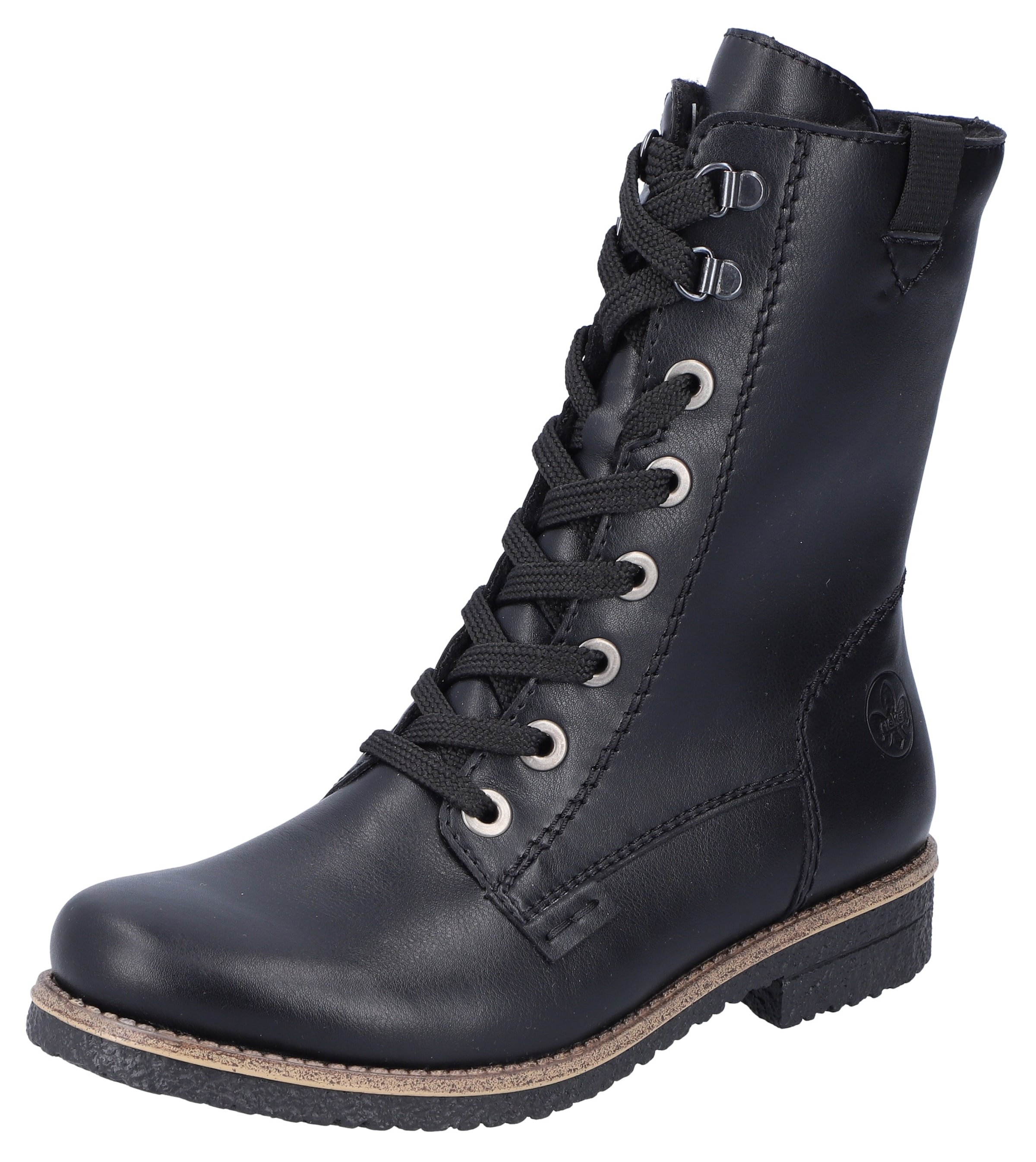 Rieker Lace-Up Ankle Boots in Black: front