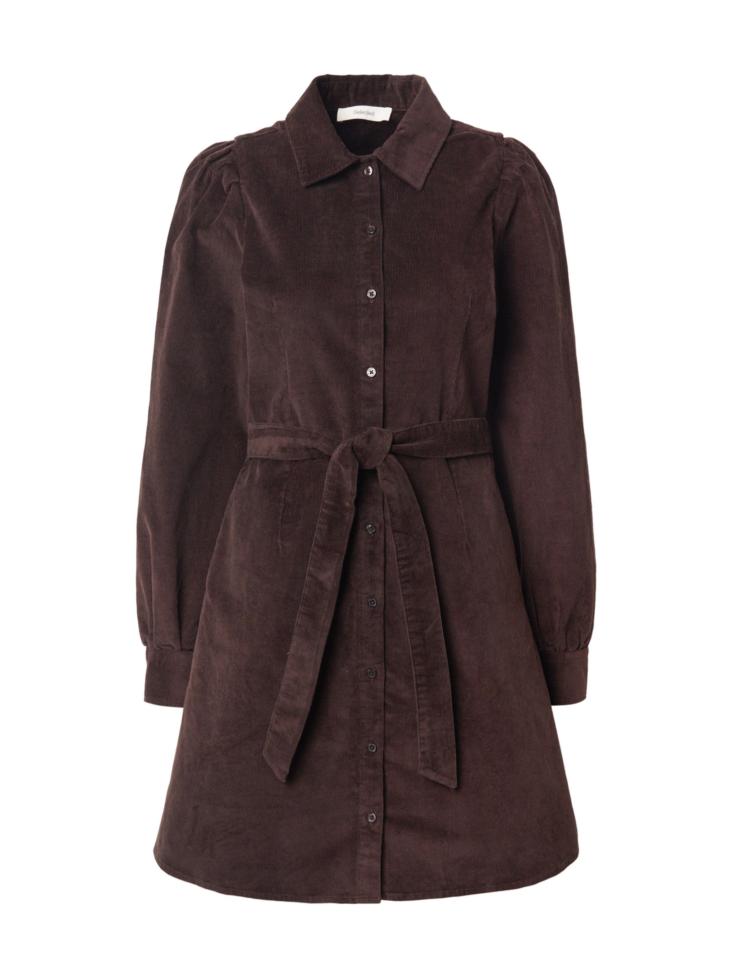 SELECTED Košilové šaty 'SLFRUNA' – hnědá: přední strana