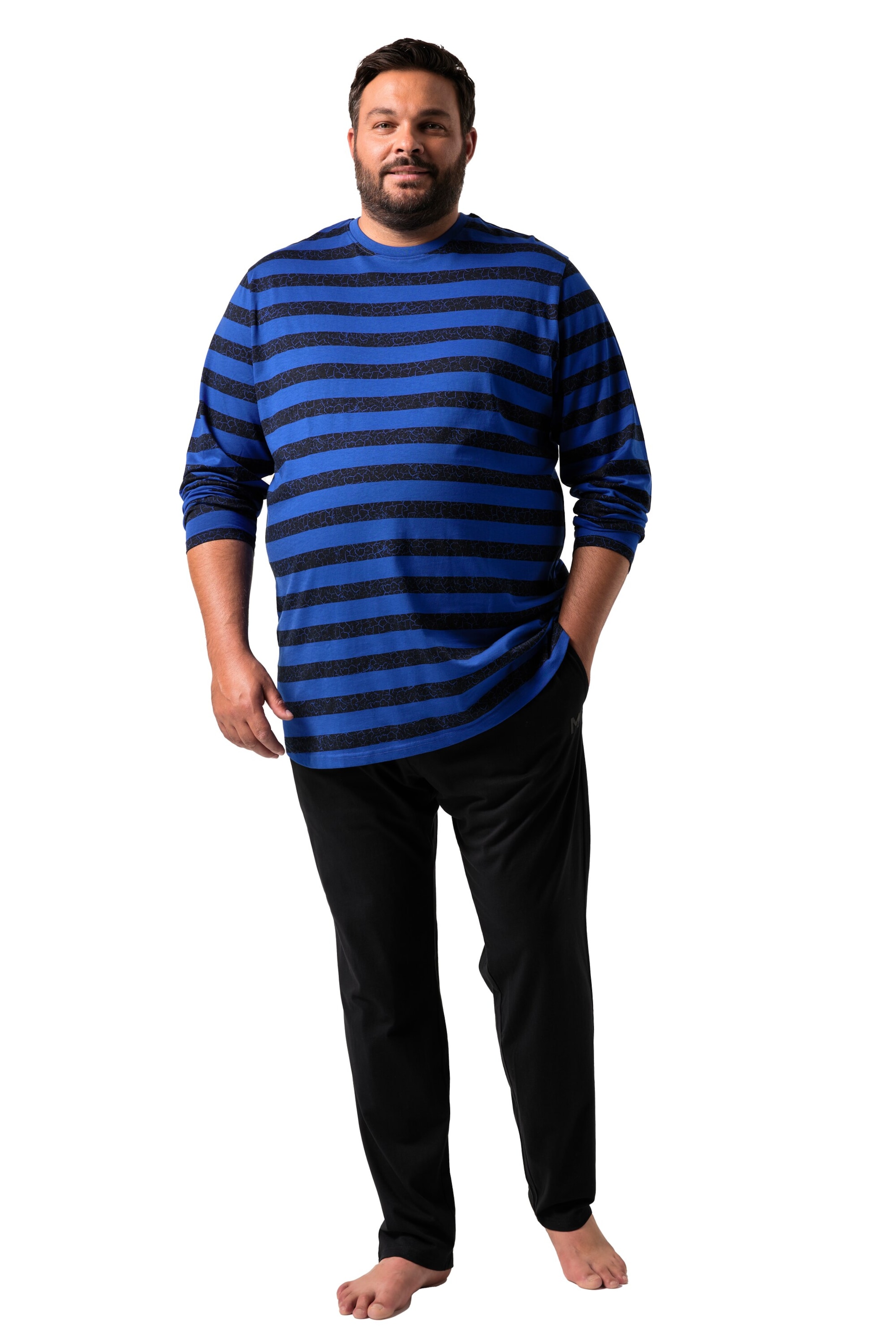 Men Plus Pajamas long in Blue: front