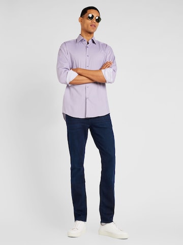 BOSS Black Slim fit Button Up Shirt 'HANK' in Purple