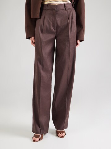 GUESS Wide leg Bandplooibroek 'Carla' in Bruin: voorkant