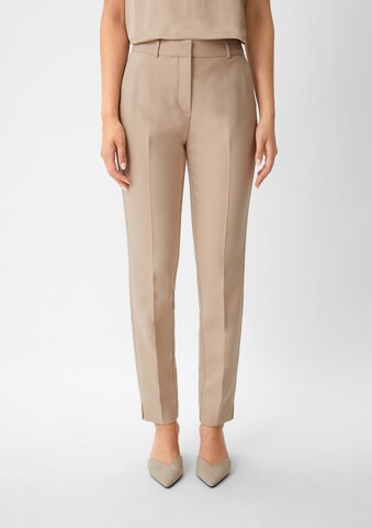 COMMA Regular Pleat-Front Pants in Beige: front