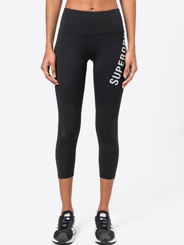 Superdry Skinny Workout Pants in Black: front