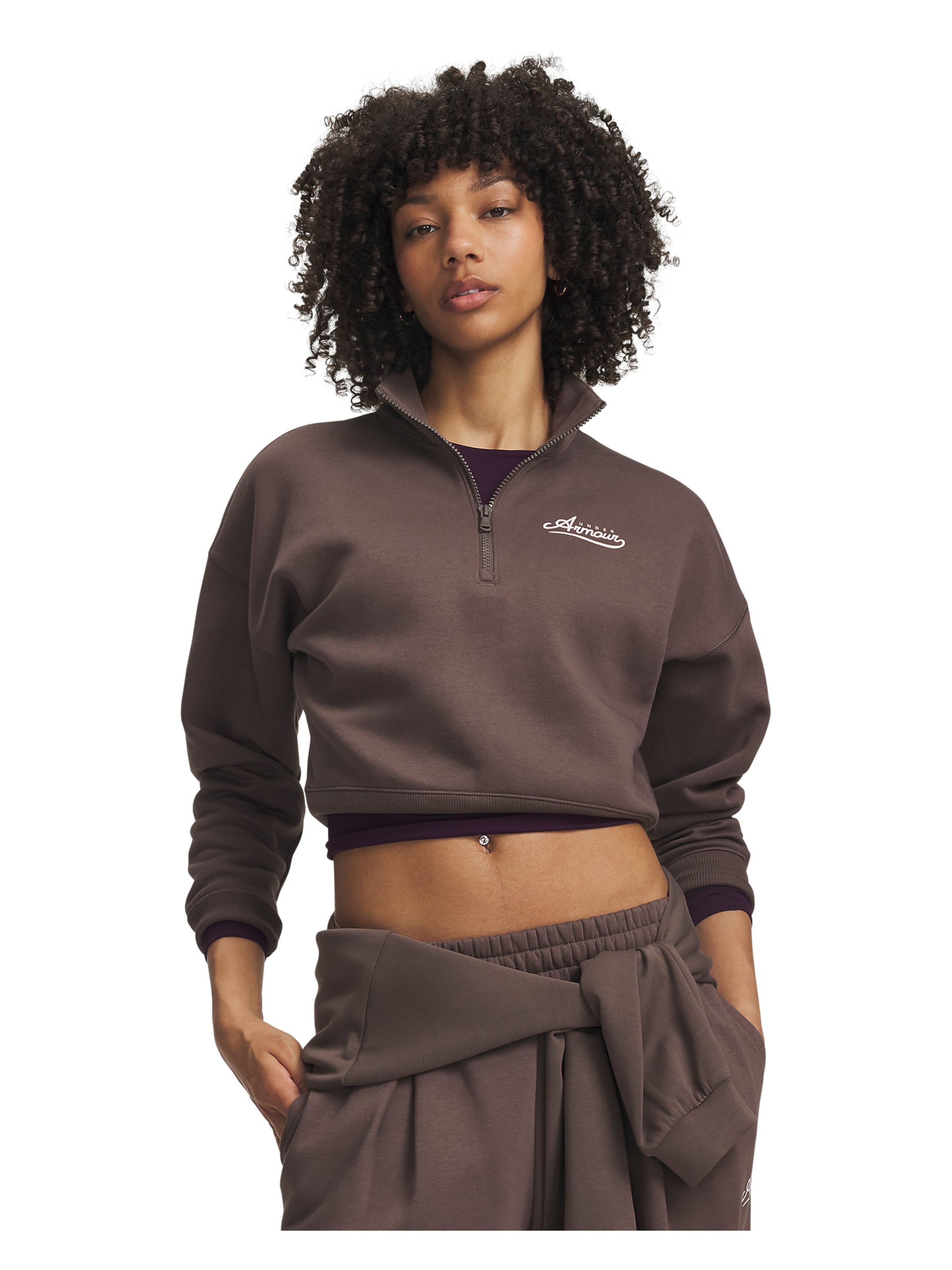 UNDER ARMOUR Sportief sweatshirt 'Rival Fleece' in Bruin: voorkant