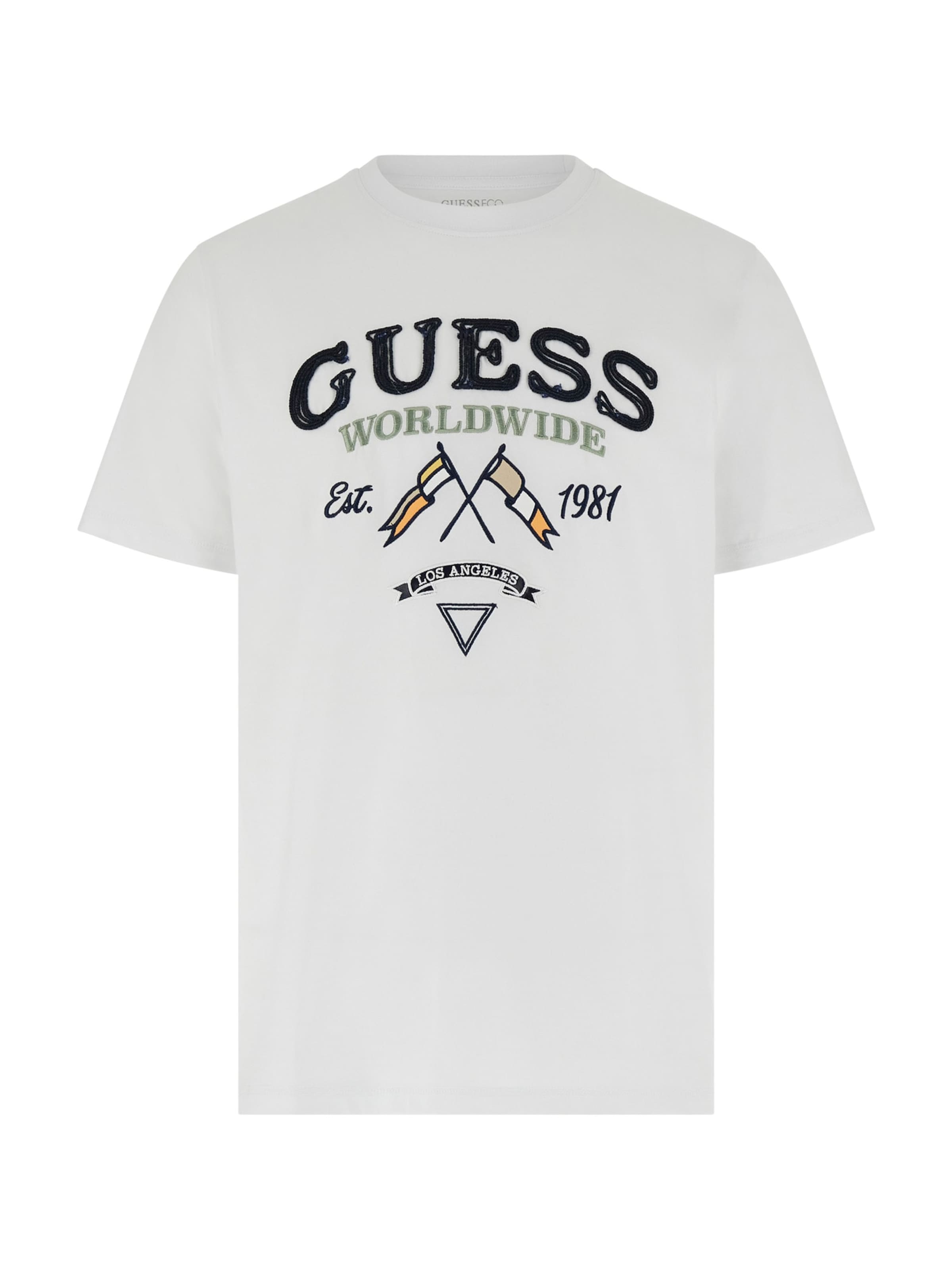 GUESS Футболка 'FLAGS AND CORD' в Белый: спереди