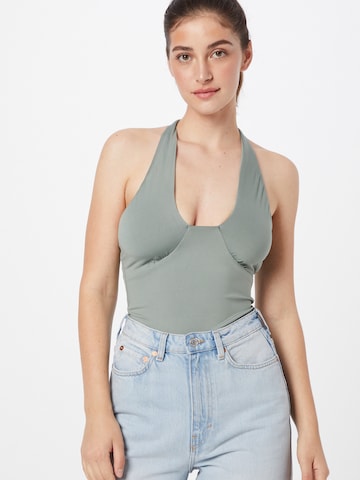 Parallel Lines Shirt Bodysuit in Green: front