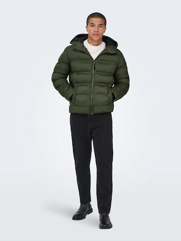 Giacca invernale 'ONSUNION' di Only & Sons in verde