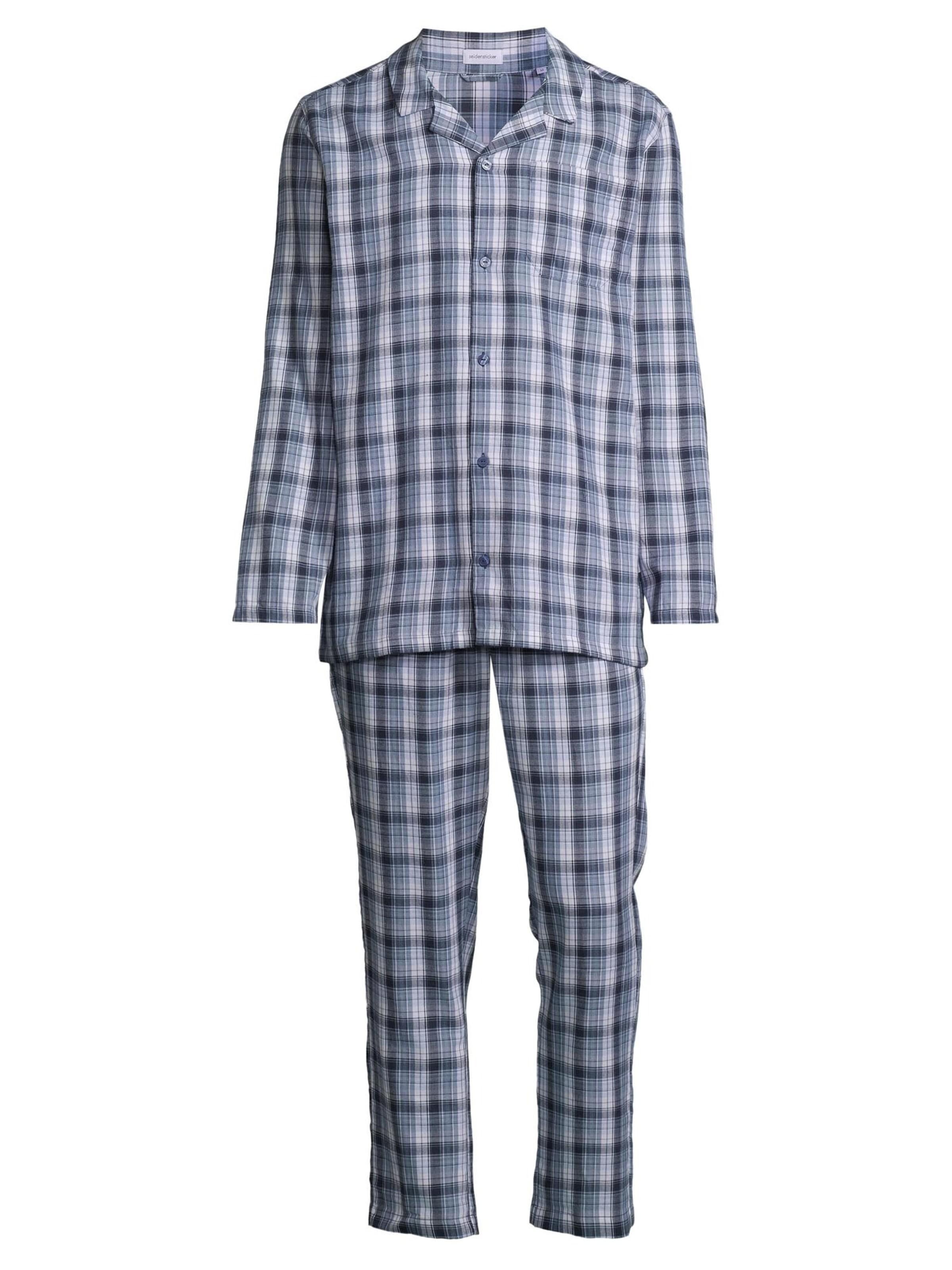 SEIDENSTICKER Pyjama lang 'Classic Twill' in Blauw: voorkant