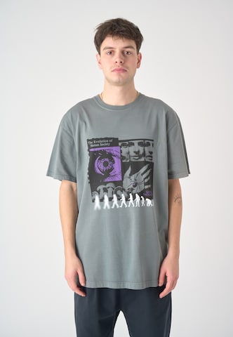 Cleptomanicx T-Shirt 'Evolution' in Grau: predná strana