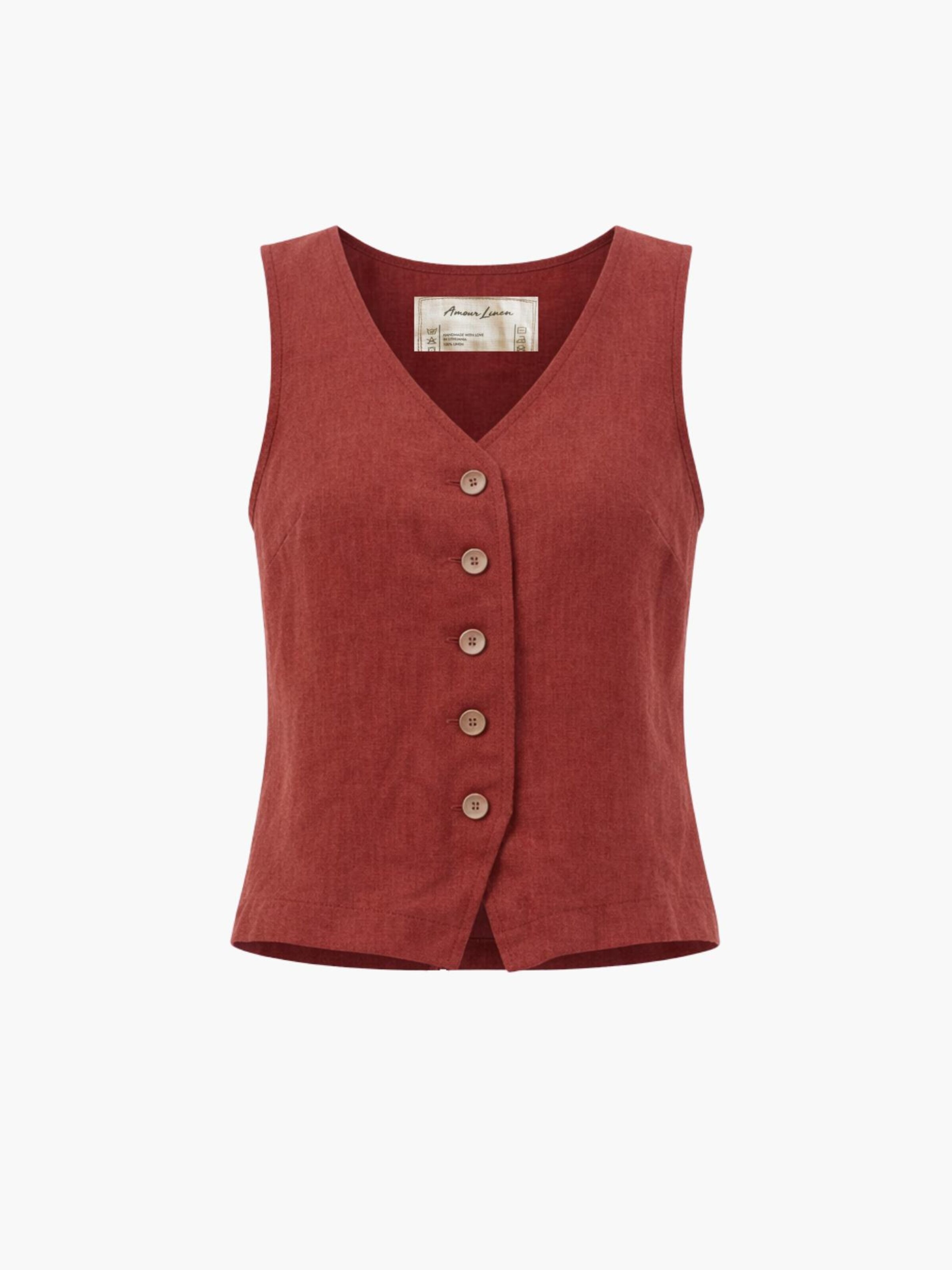 AmourLinen Vest 'Greta' in Red: front