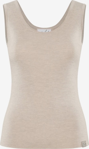 YOU LOOK PERFECT Gebreide top 'TOP BLOSSOM - Geripptes Merino Top mit Rundhals' in Beige: voorkant