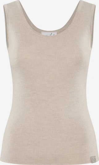 YOU LOOK PERFECT Sticktop 'TOP BLOSSOM - Geripptes Merino Top mit Rundhals' in XS in beige, Produktansicht