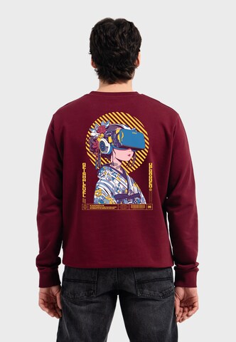 Oldskull Sweatshirt 'Asian Virtual Logo Graphic' in Red