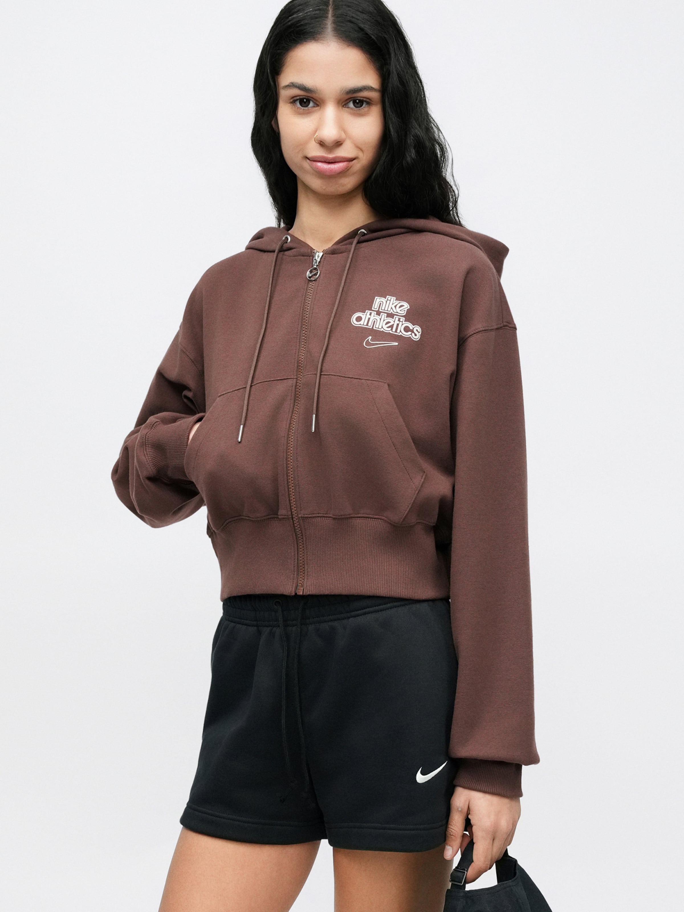 Nike Sportswear Zip-Up Hoodie 'PHNX FLC' in Chestnut Brown | ABOUT YOU