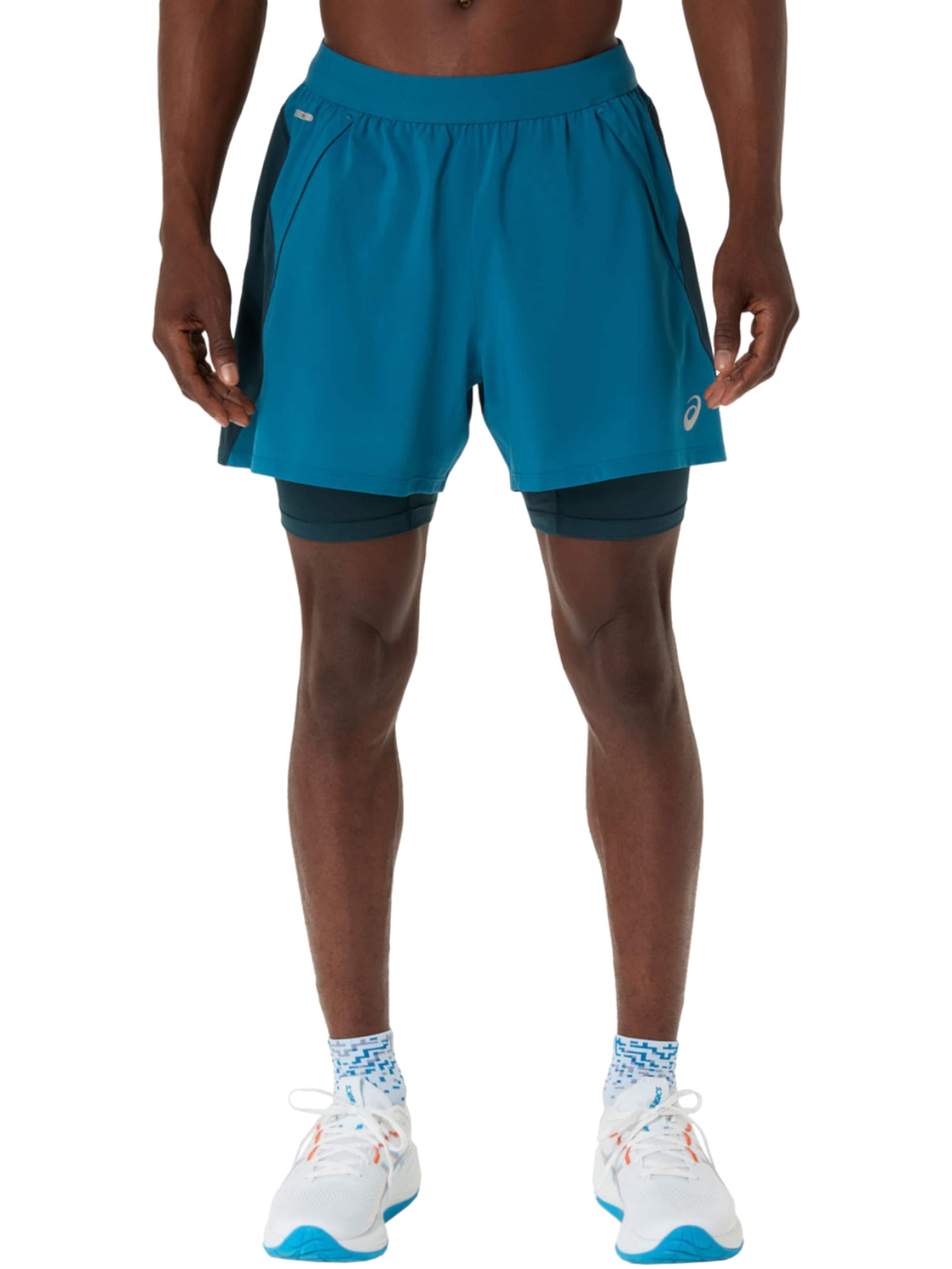 ASICS Regular Sportbroek 'ASICS Road 2N1 5IN Short' in Blauw: voorkant