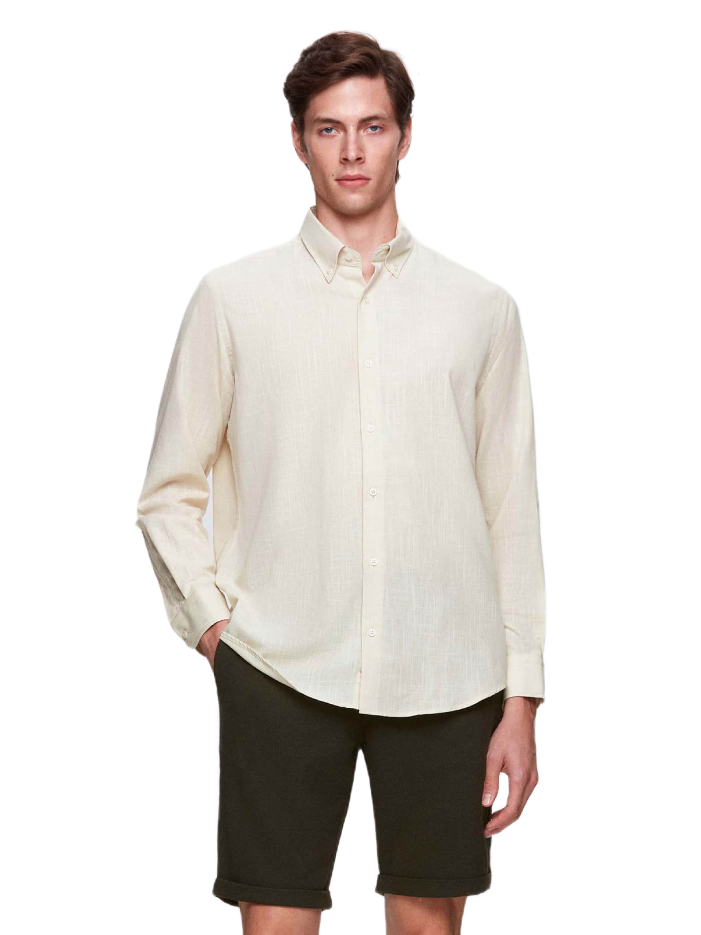 D’S Damat Regular fit Button Up Shirt in Beige: front