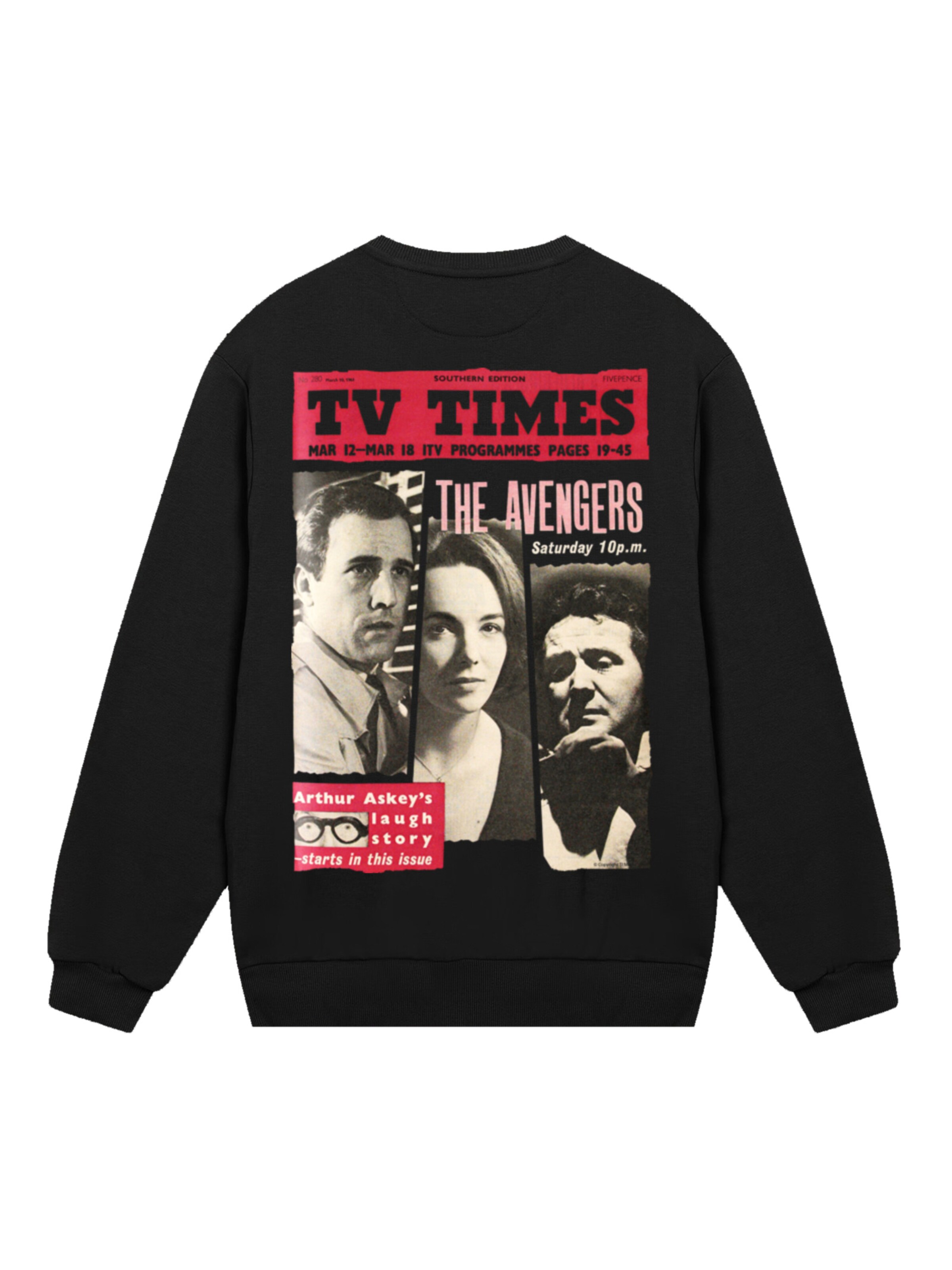 F4NT4STIC Sweatshirt 'TV Times The Avengers 1961 Cover' in Black: front