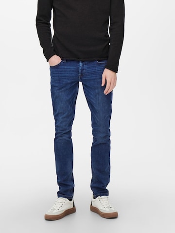 Coupe slim Jean 'Loom' Only & Sons en bleu : devant