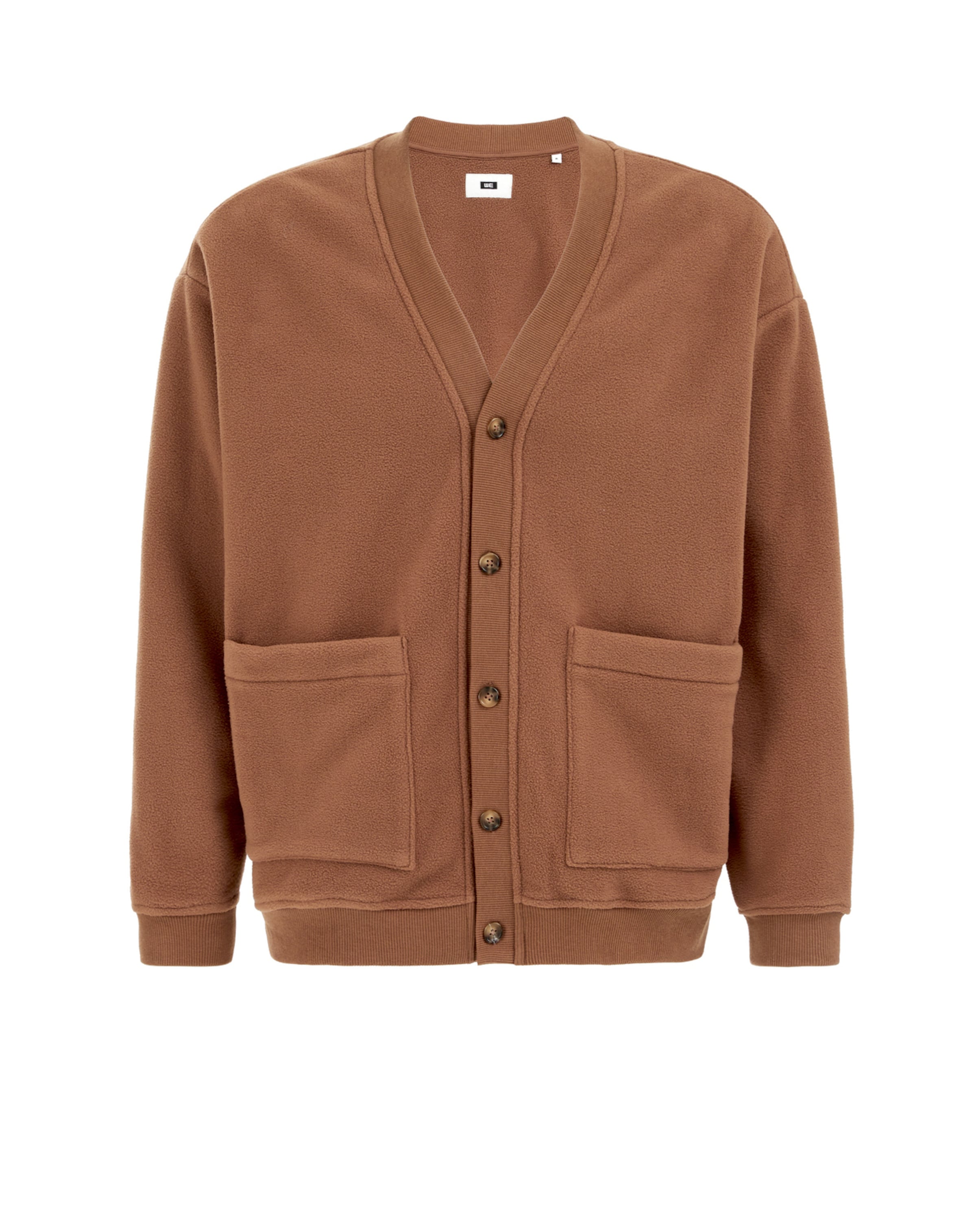 WE Fashion Fleece jacket in Brown: front