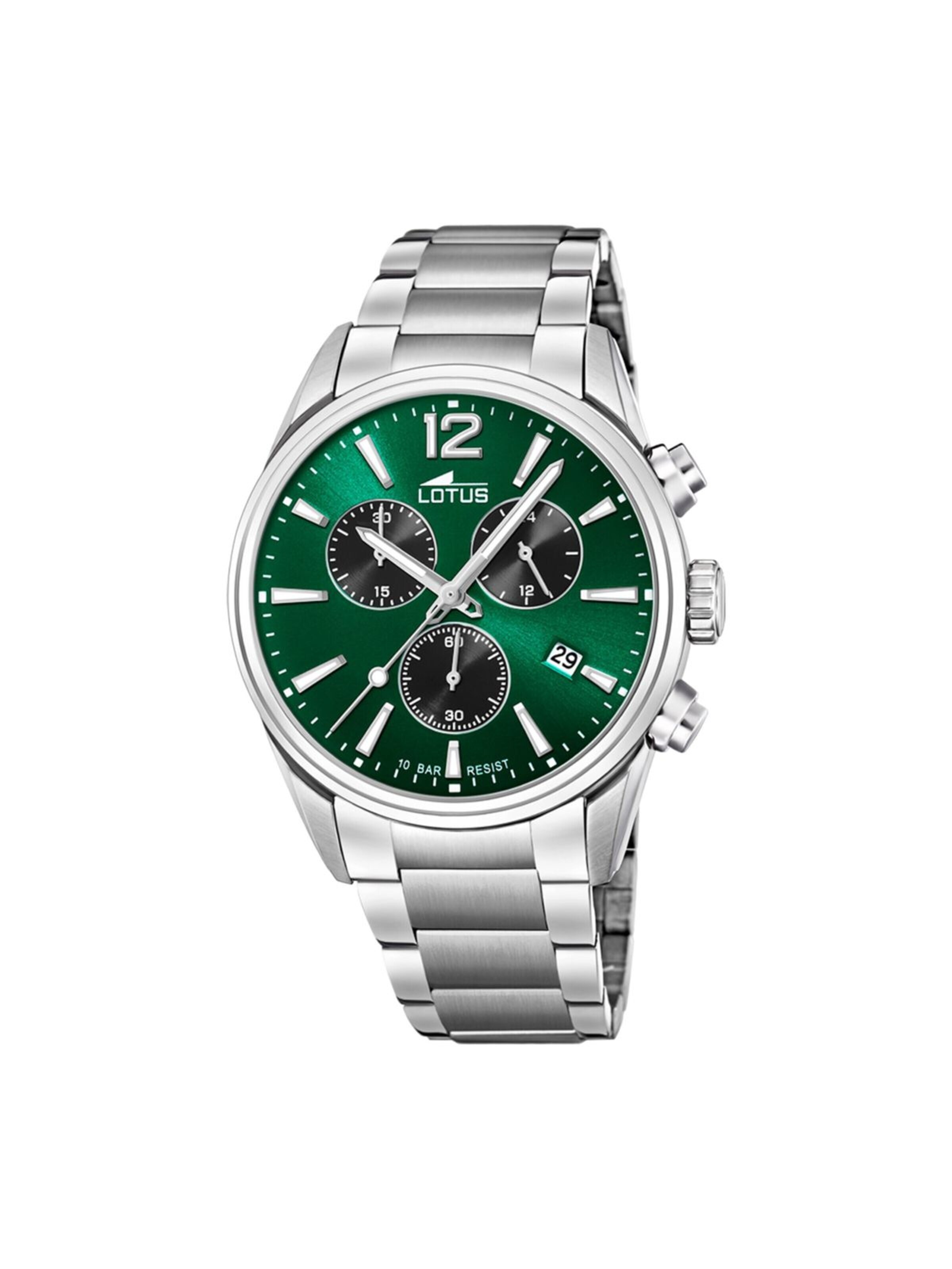 Lotus Analoog horloge in Groen: voorkant