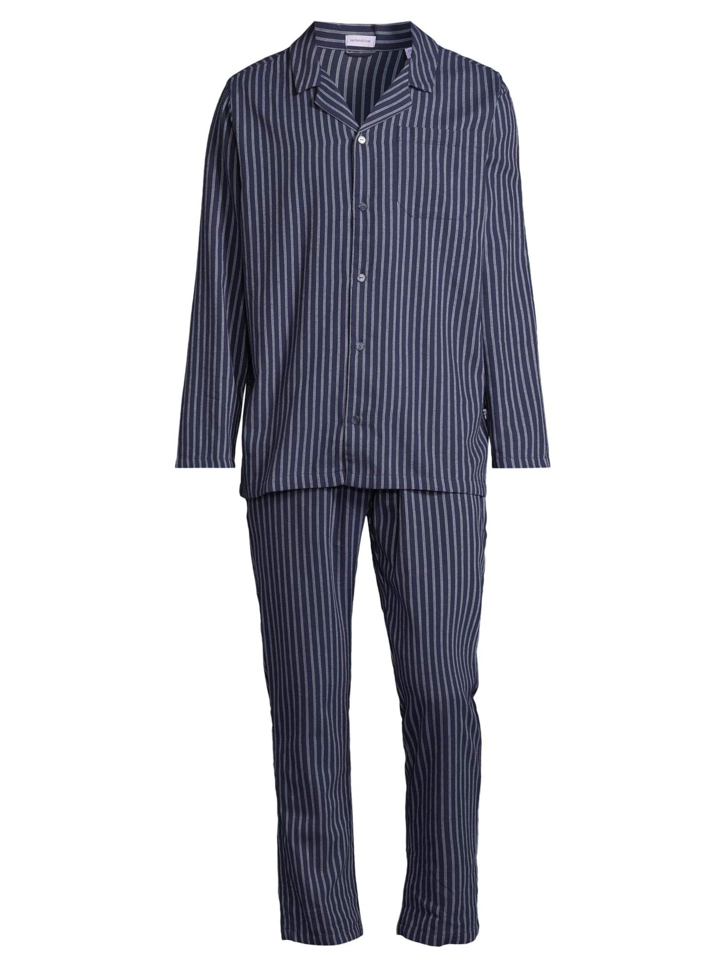 SEIDENSTICKER Long Pajamas 'Classic Twill' in Blue: front