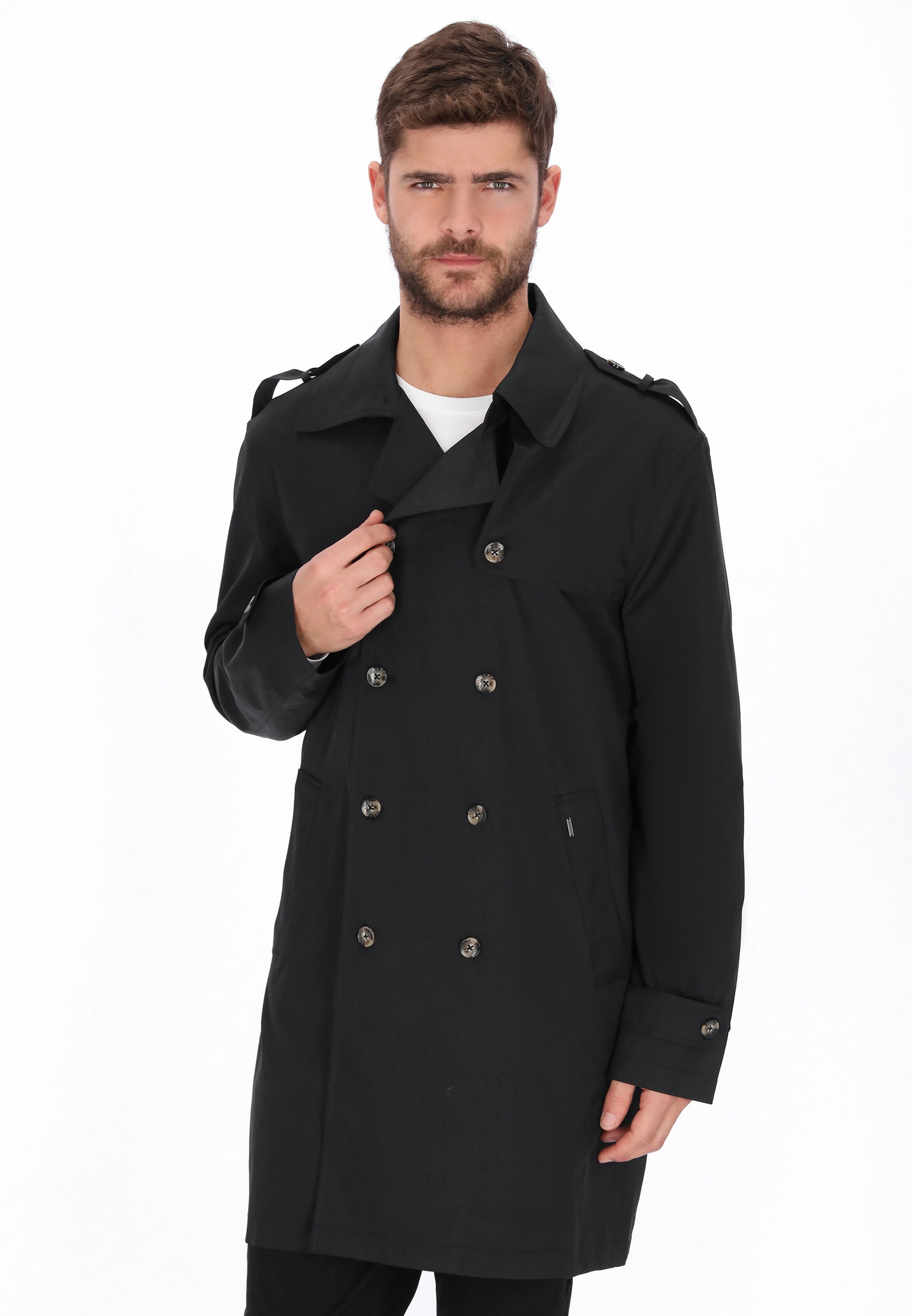 Manteau mi-saison 'Classic' DreiMaster Klassik en noir : devant