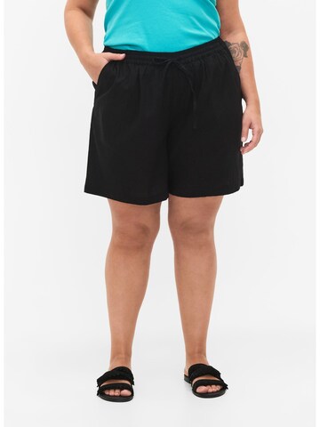Zizzi Regular Broek 'VFLEX' in Zwart: voorkant