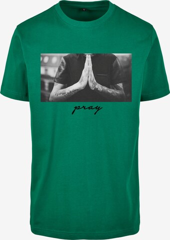 Mister Tee Shirt 'Pray' in Groen: voorkant