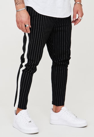 behype Tapered Chino Pants 'Madrid' in Black: front