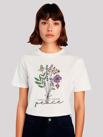 F4NT4STIC T-Shirt 'Flower today I choose peace' in Weiß: Vorderseite